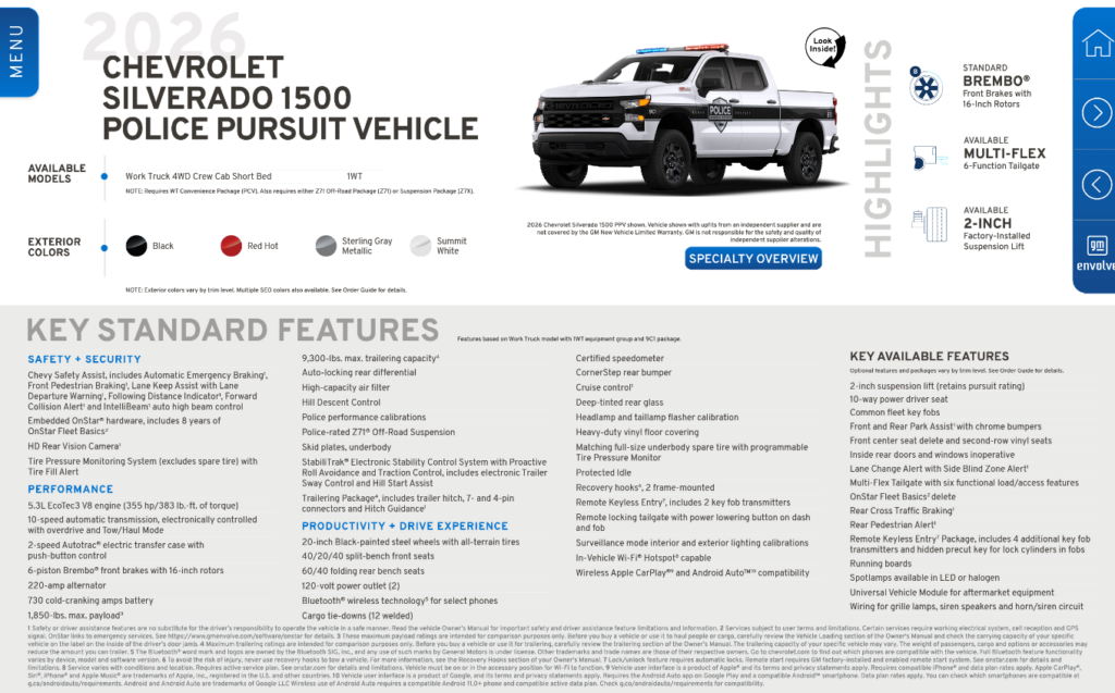 Silverado 1500 PPV with emergency lights and upfit equipment